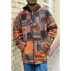 patchwork hooded jacket